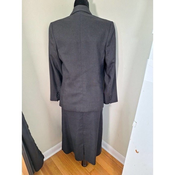 Vintage 1980s Linen Blend Double Breasted Blazer Midi Skirt Suit Set Women Small - Picture 8 of 11